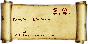 Biró Móric névjegykártya
